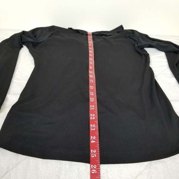 Veronica M vintage stretch black top with v-neck collar ruffle whimsigoth edgy M - Picture 8 of 10